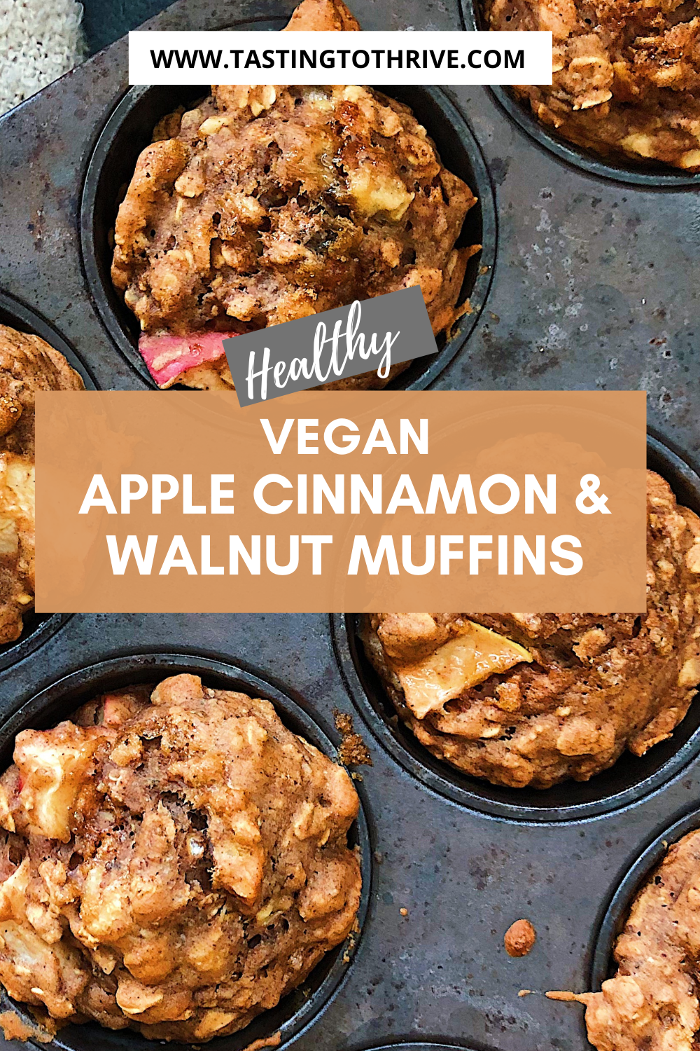 Healthy apple cinnamon and walnut vegan muffin recipe
