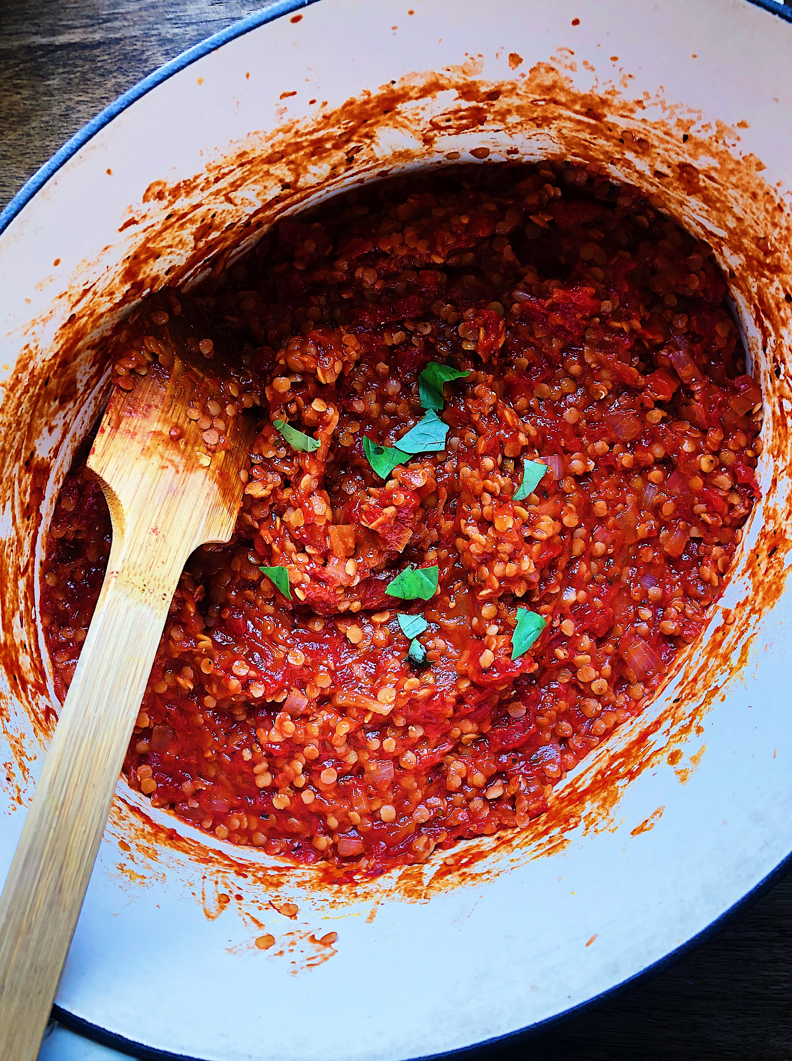 healthy vegan lentil bolognese