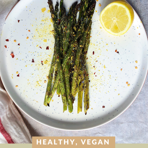 vegan lemon and garlic roasted asparagus