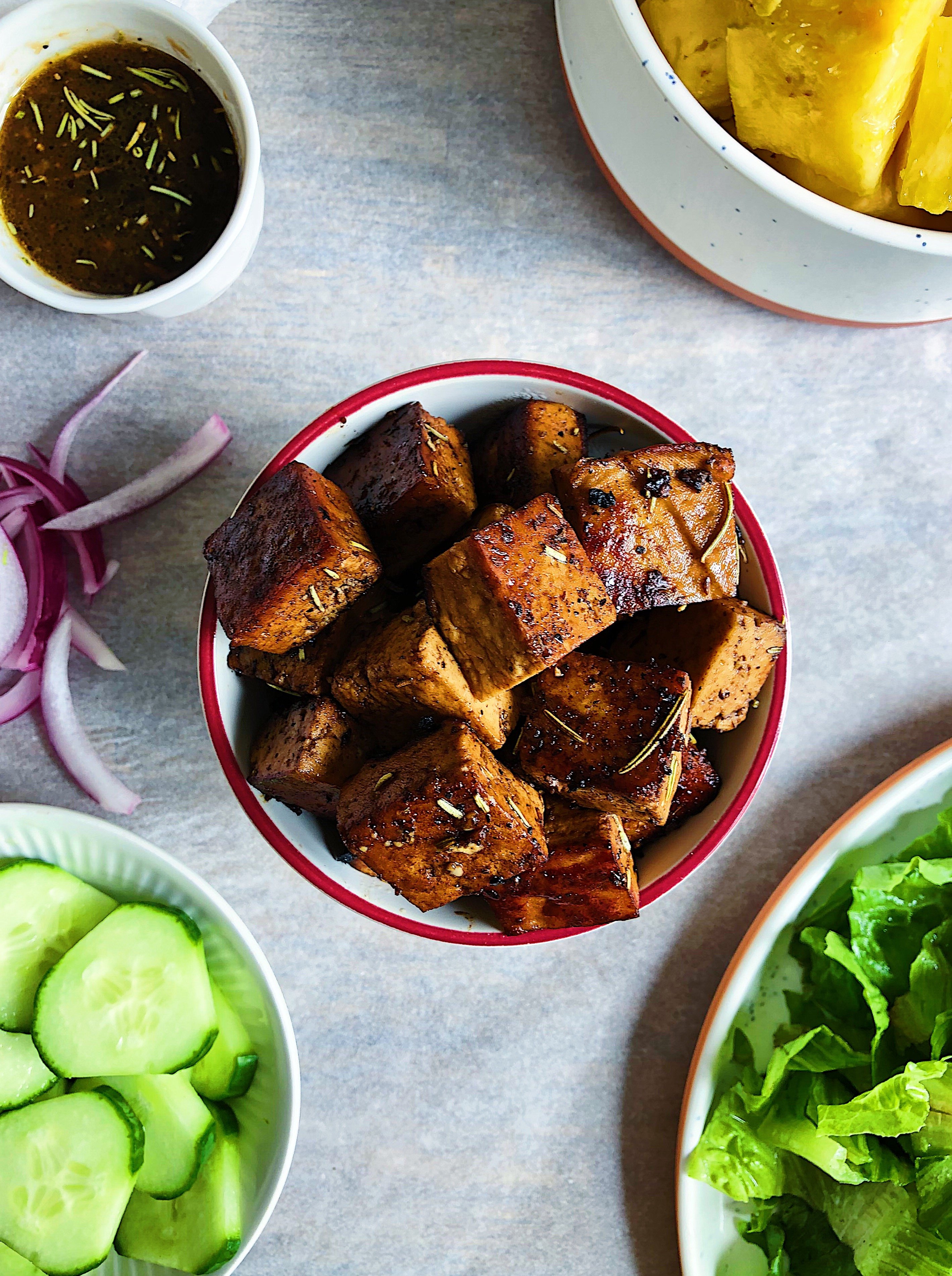 Balsamic Glazed Tofu Salad with Pineapple