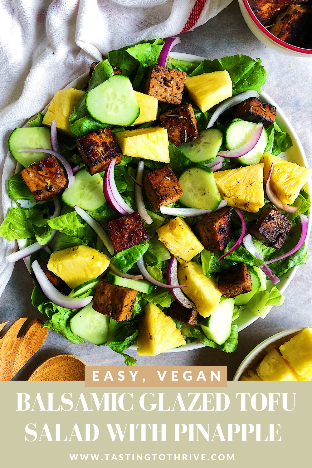 Balsamic Glazed Tofu Salad with Pineapple