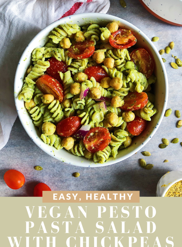 Vegan Pesto Pasta Salad with Chickpeas