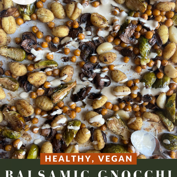 HEALTHY VEGAN Balsamic Gnocchi & Brussel Sprout Sheet Pan Meal