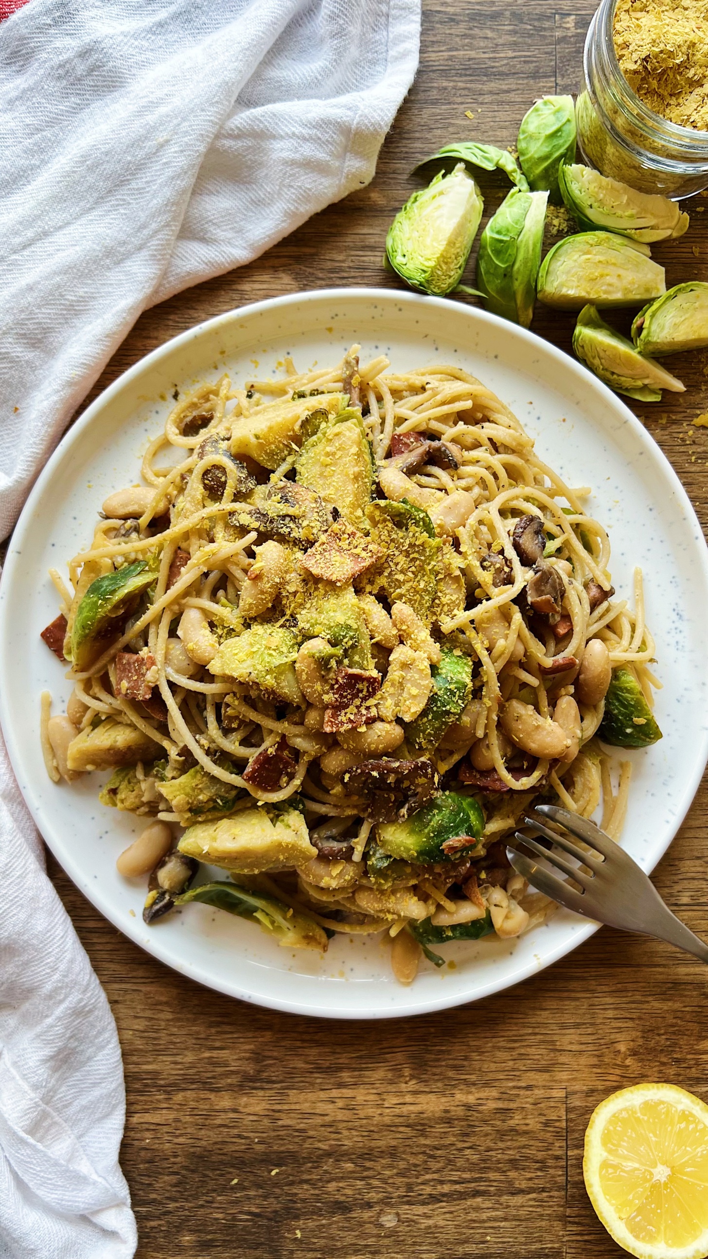 Vegan Bacon Brussel Sprout Pasta