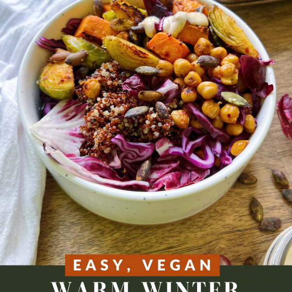 Warm Winter vegan Salad with Maple Dijon Dressing