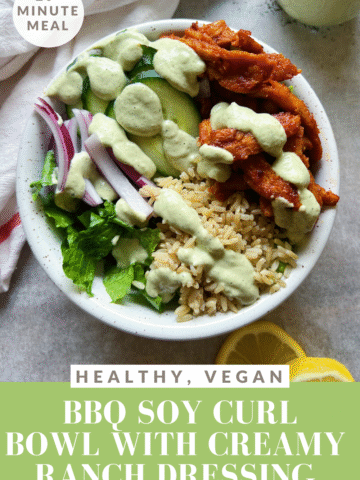 Vegan BBQ Soy Curl Bowl with Creamy Ranch Dressing