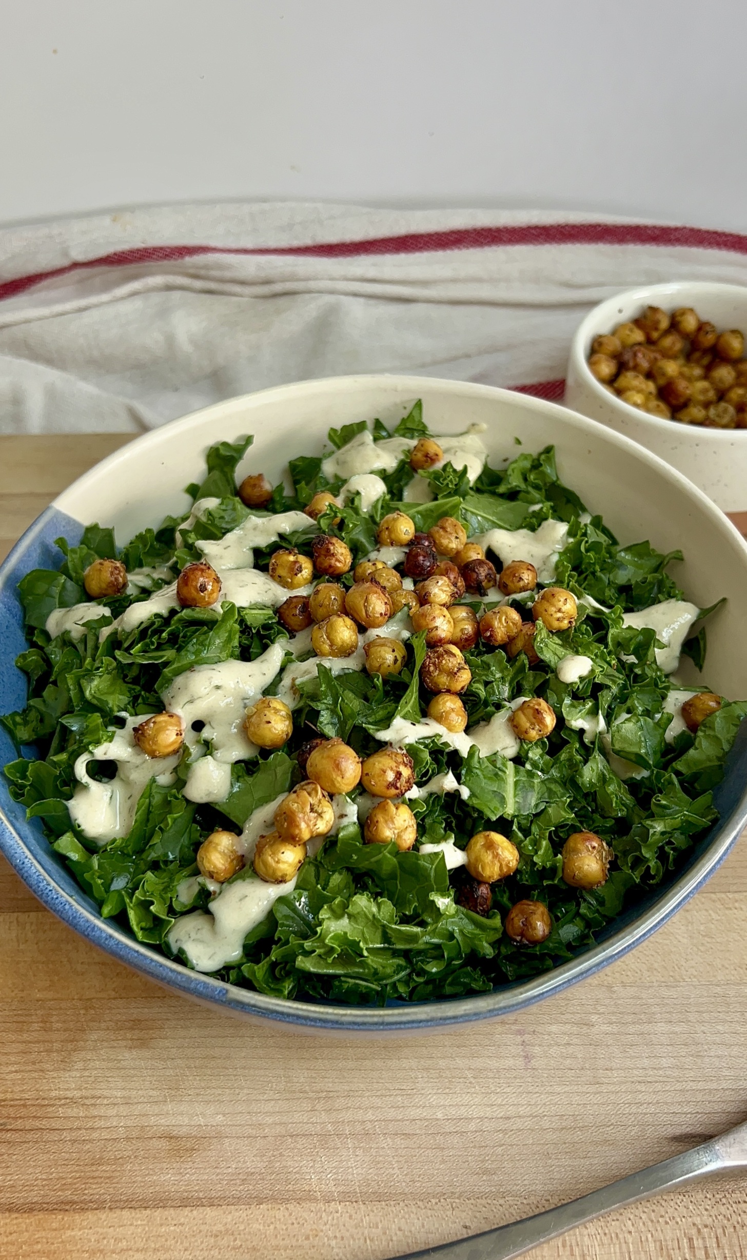 Actually Tasty Chickpea Kale Salad with Creamy Tahini Ranch