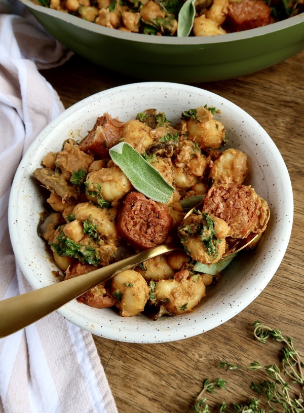 Creamy Pumpkin Vegan Sausage & Chickpea Gnocchi