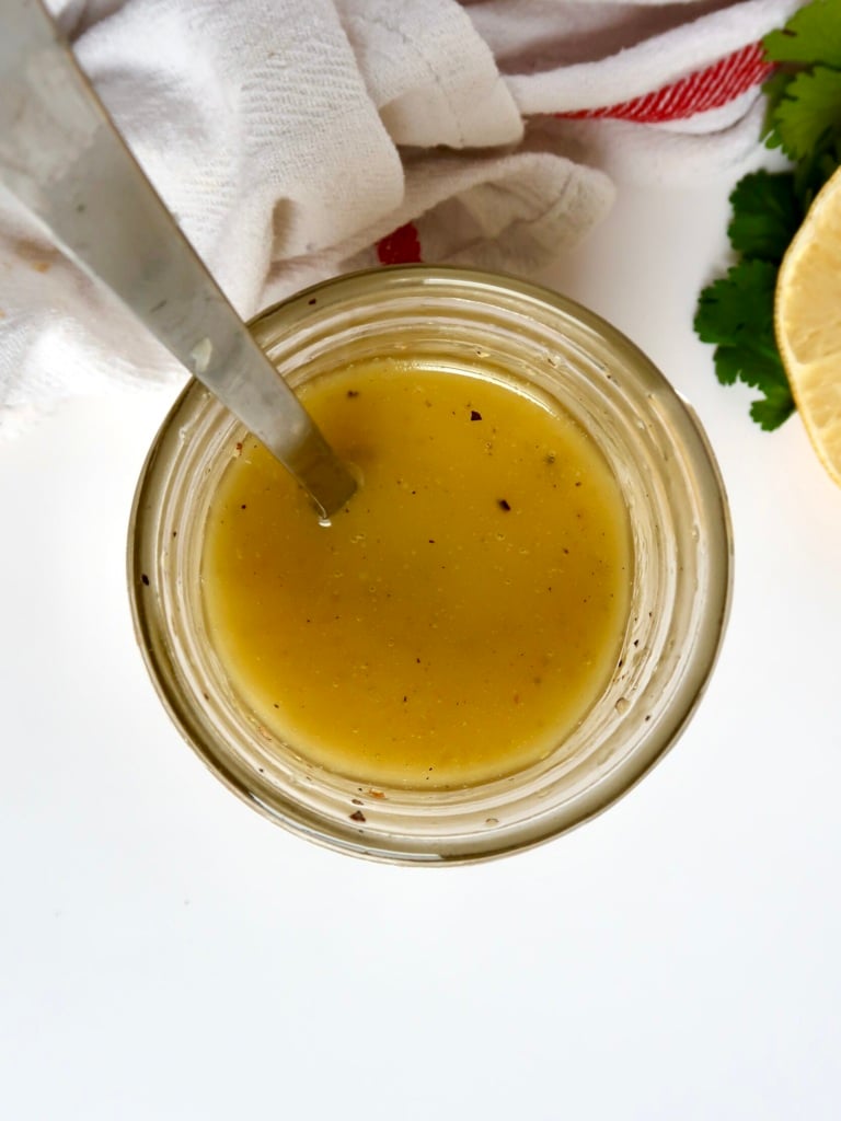 Overhead shot of lemon vinaigrette.