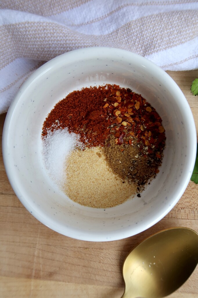 Small white ramekin with spices in it.