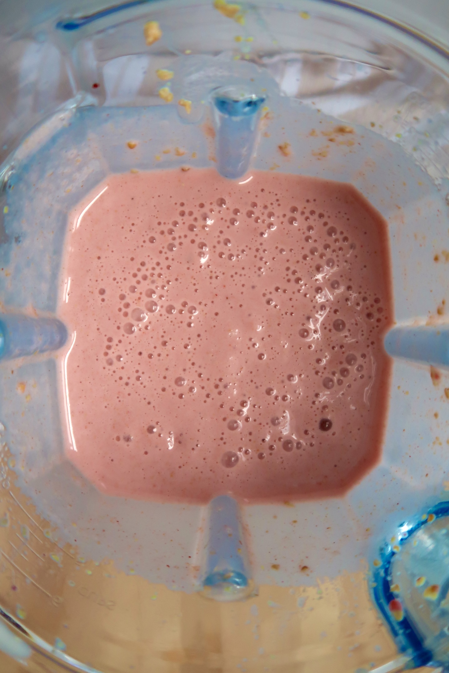 Strawberry smoothie in blender.