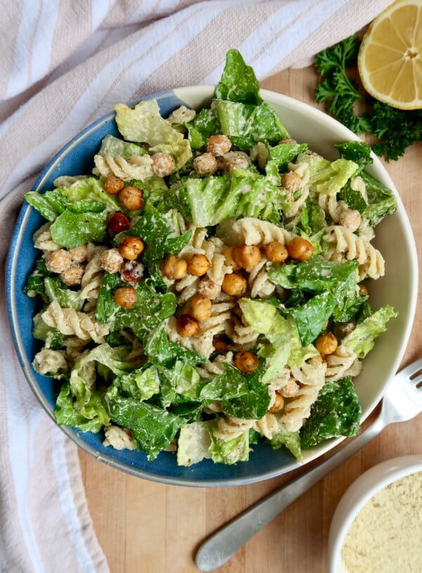 20-Minute Dairy Free Caesar Pasta Salad