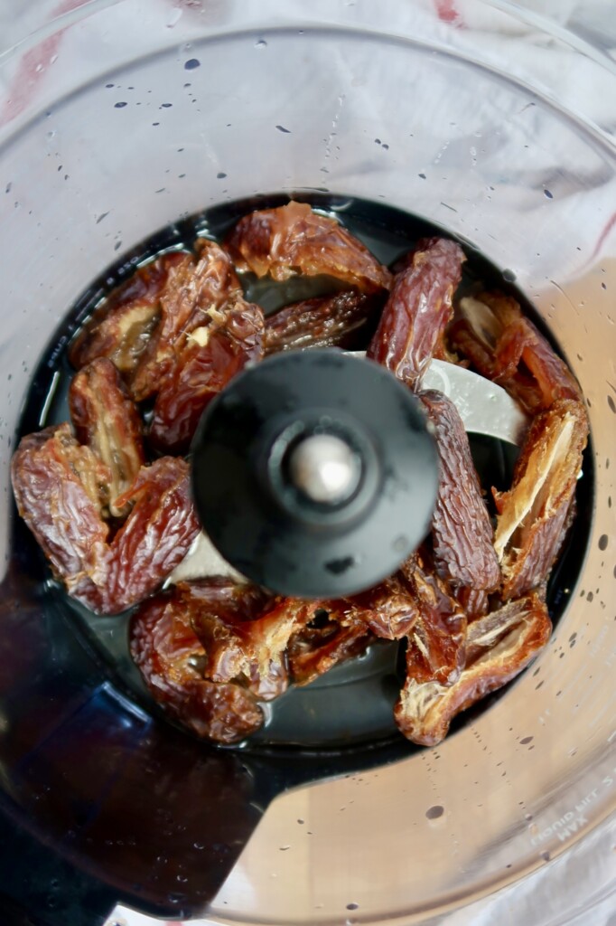 Dates in a food processor.