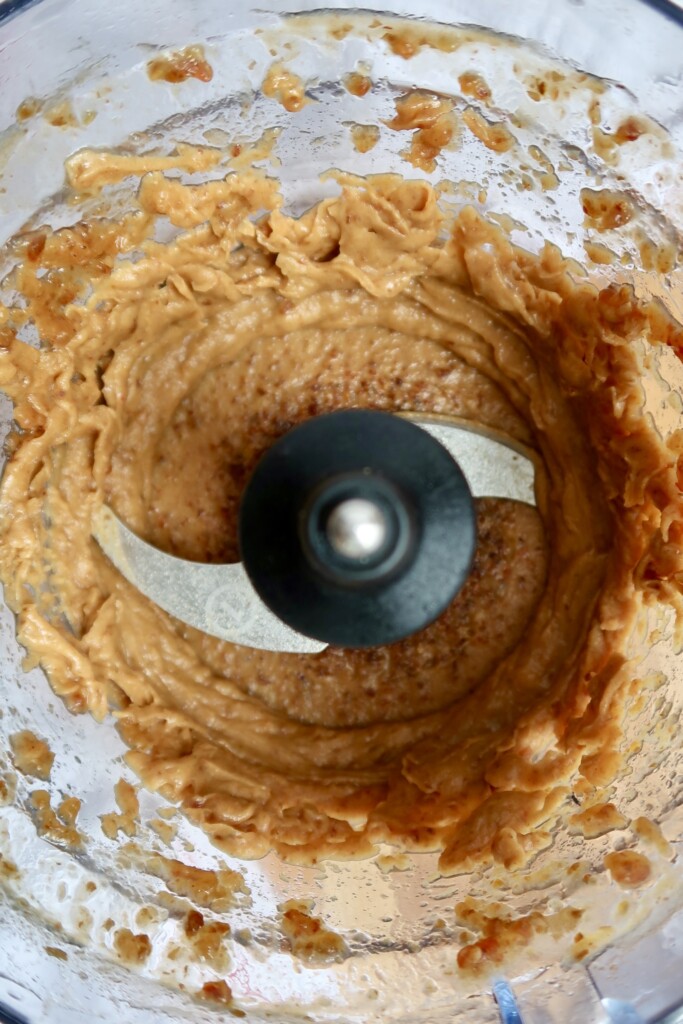 Dates blended in a food processor.