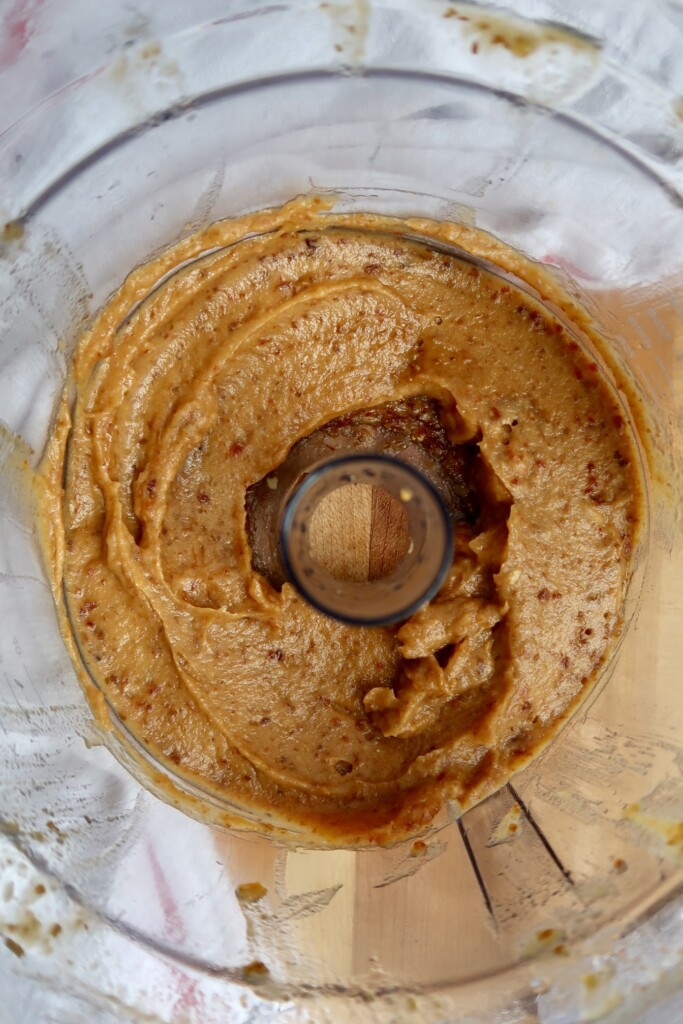 Dates blended in a food processor.