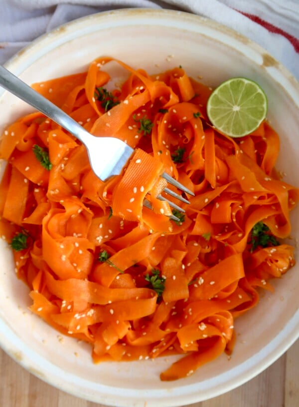 5-Minute Soy and Sesame Shaved Carrot Salad