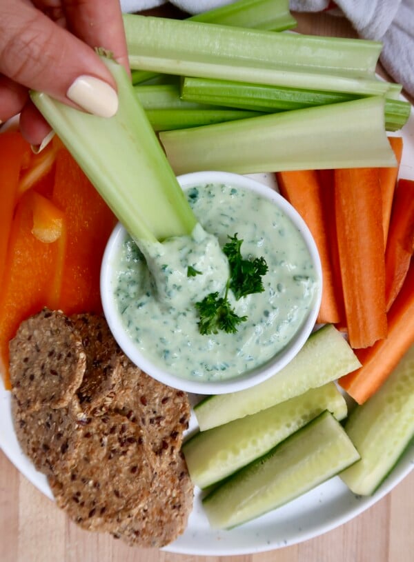 5-Minute Basil Tofu Dip (Vegan!)
