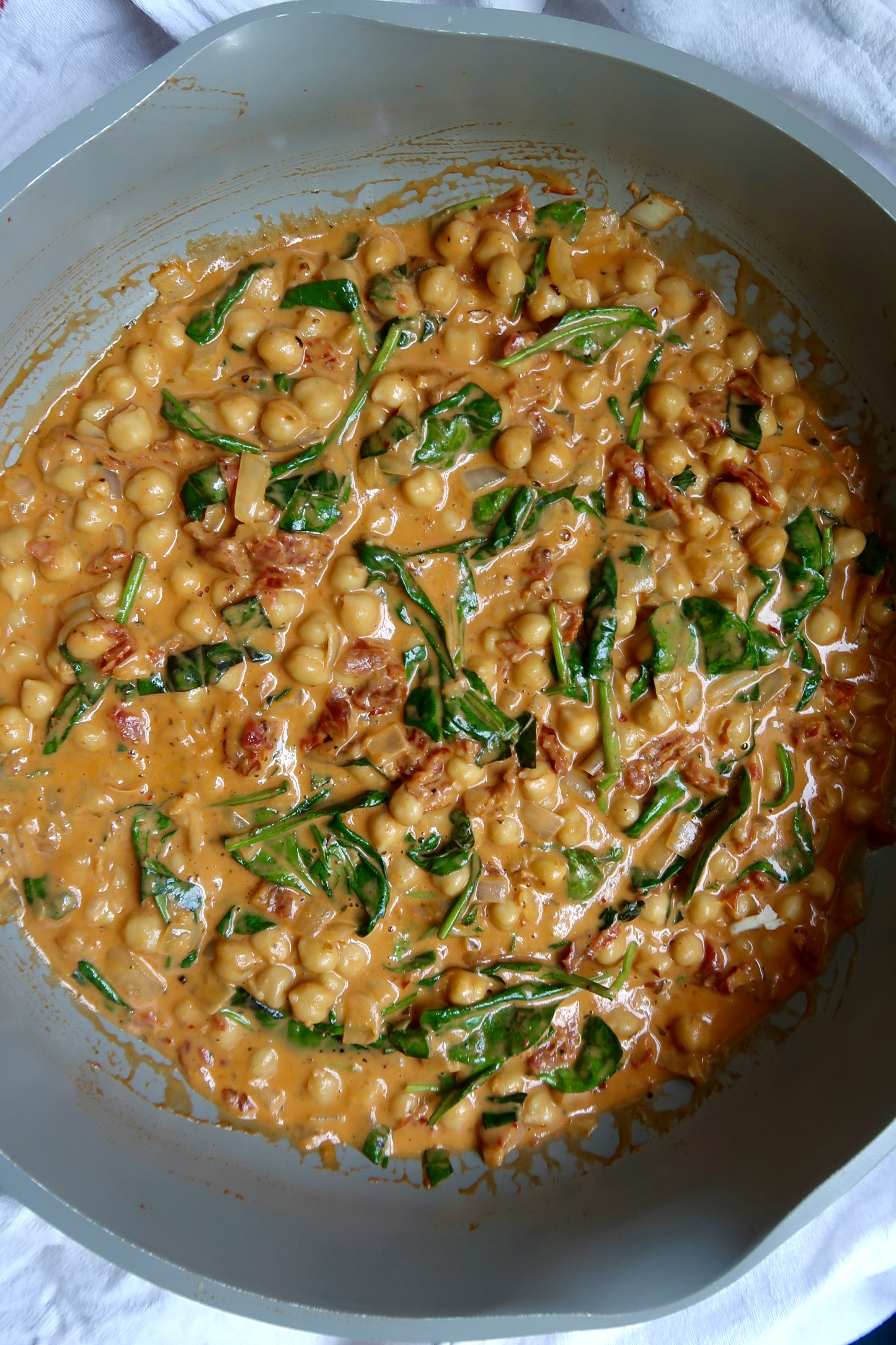 With with marry me chickpeas and spinach.