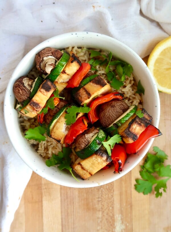 Healthy Grilled Teriyaki Tofu Skewers with Veggies