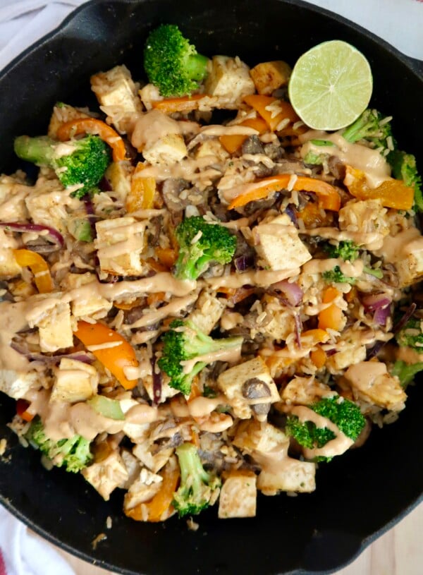 25-Minute Peanut Sauce Tofu Stir Fry with Vegetables