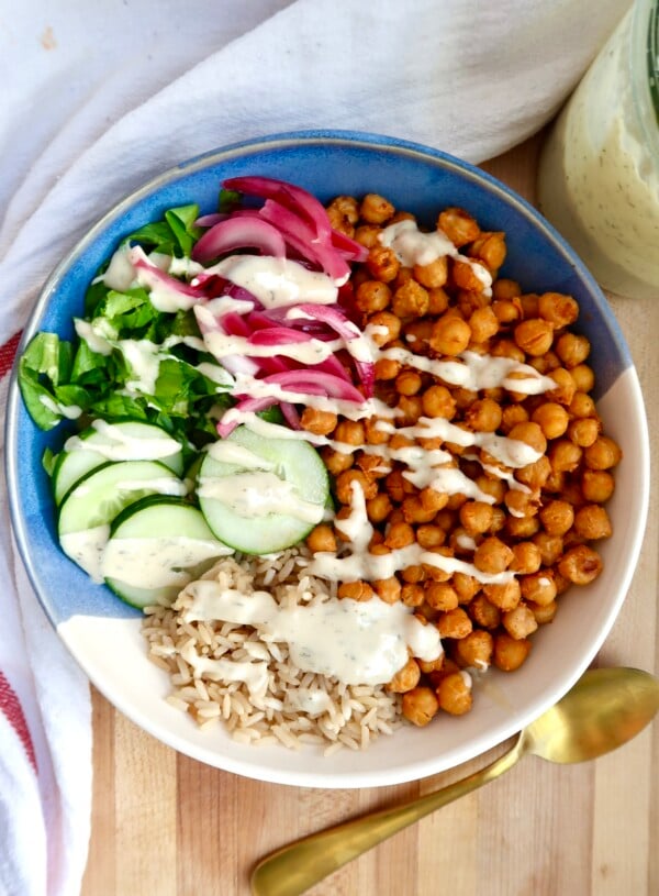 20-Minute Buffalo Chickpea Salad Bowl with Vegan Ranch
