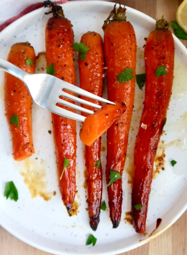 Seriously Easy Honey Garlic Glazed Carrots (Oven-Baked!)